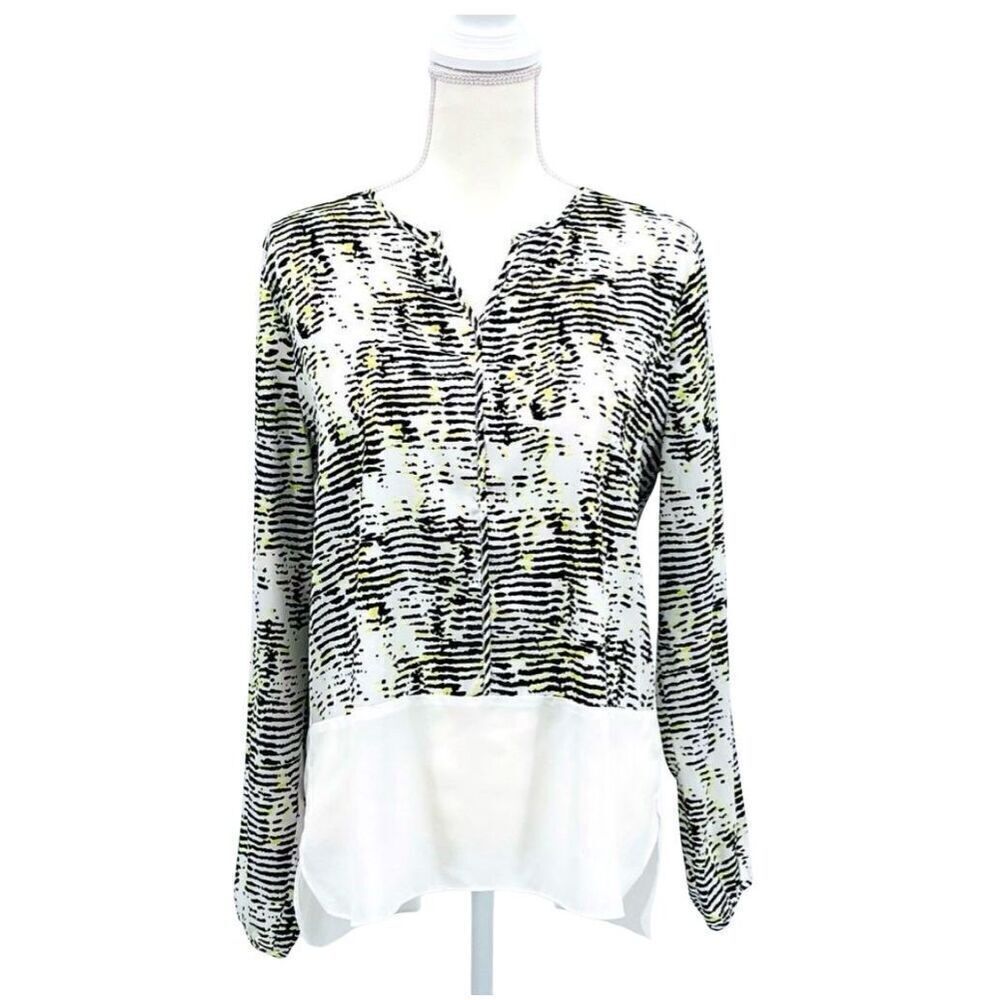 OST Top Blouse Animal Print Black Yellow Lightweight Size M